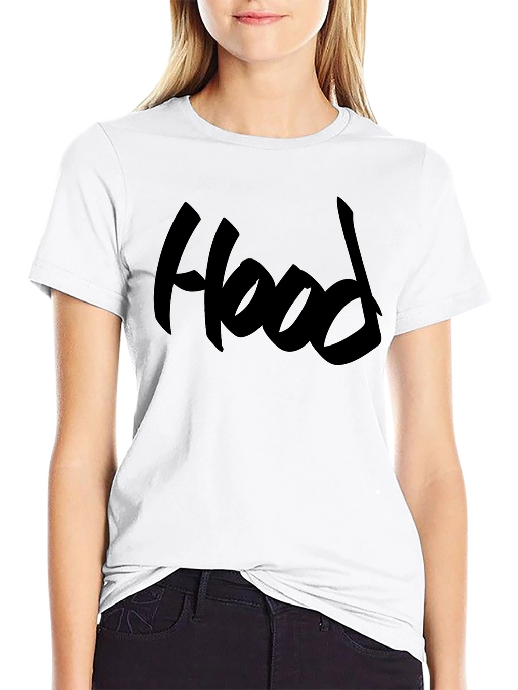 Black Hood Graphic Tee Casual Comfort Fit