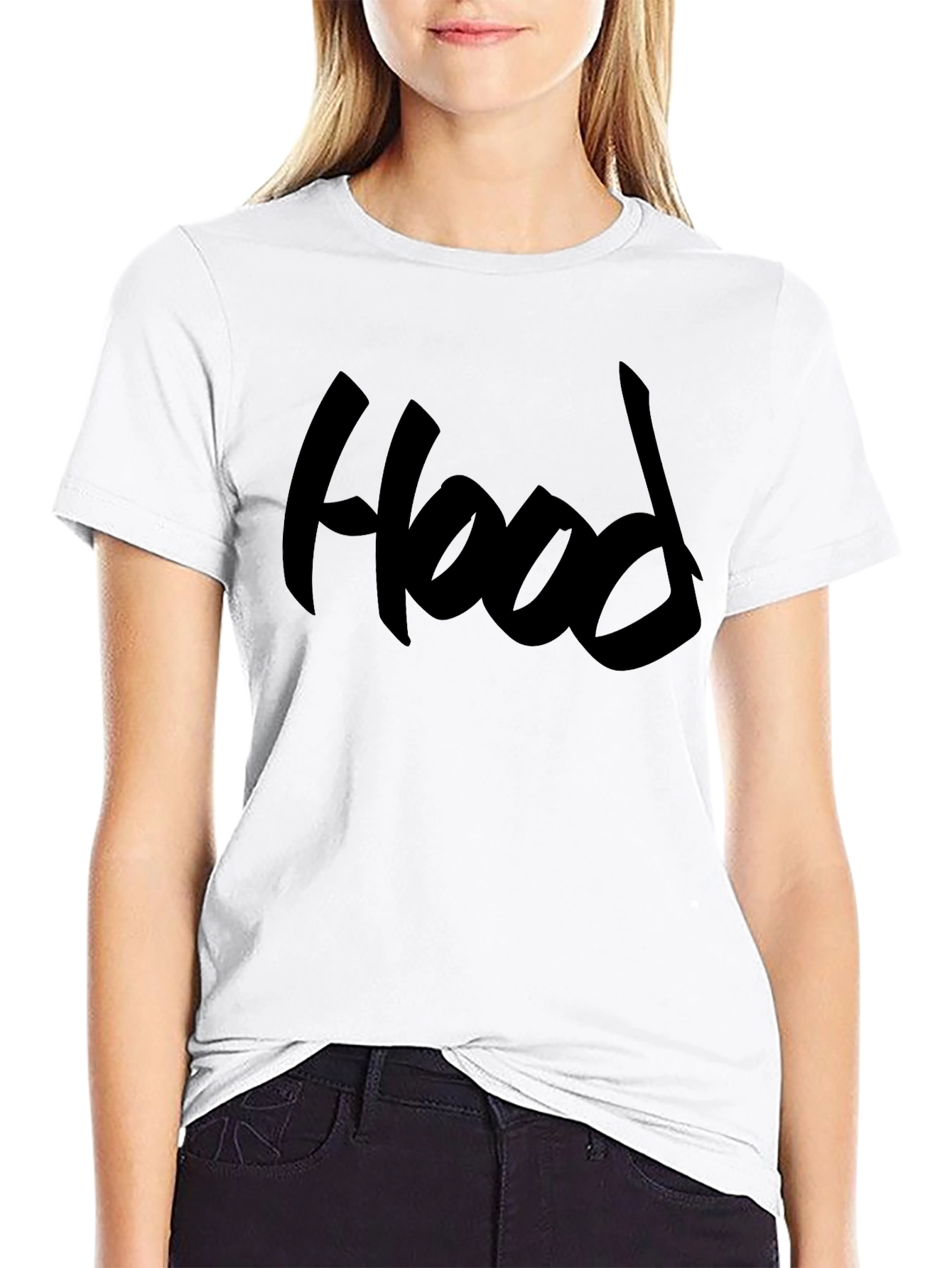 Black Hood Graphic Tee Casual Comfort Fit