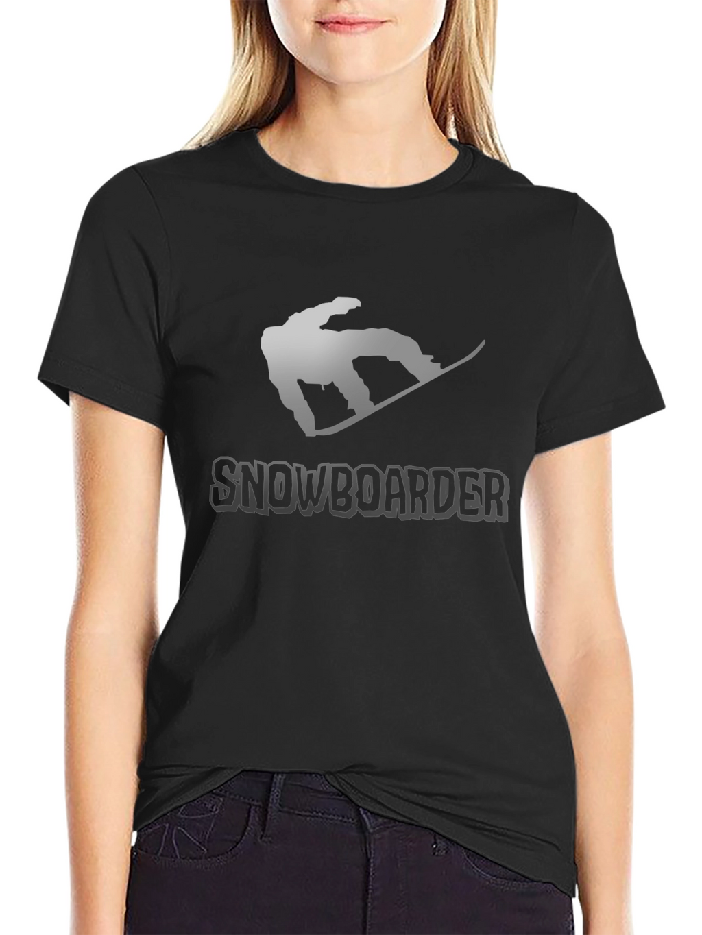 Snowboarder Graphic Tee - Black Cotton T-Shirt