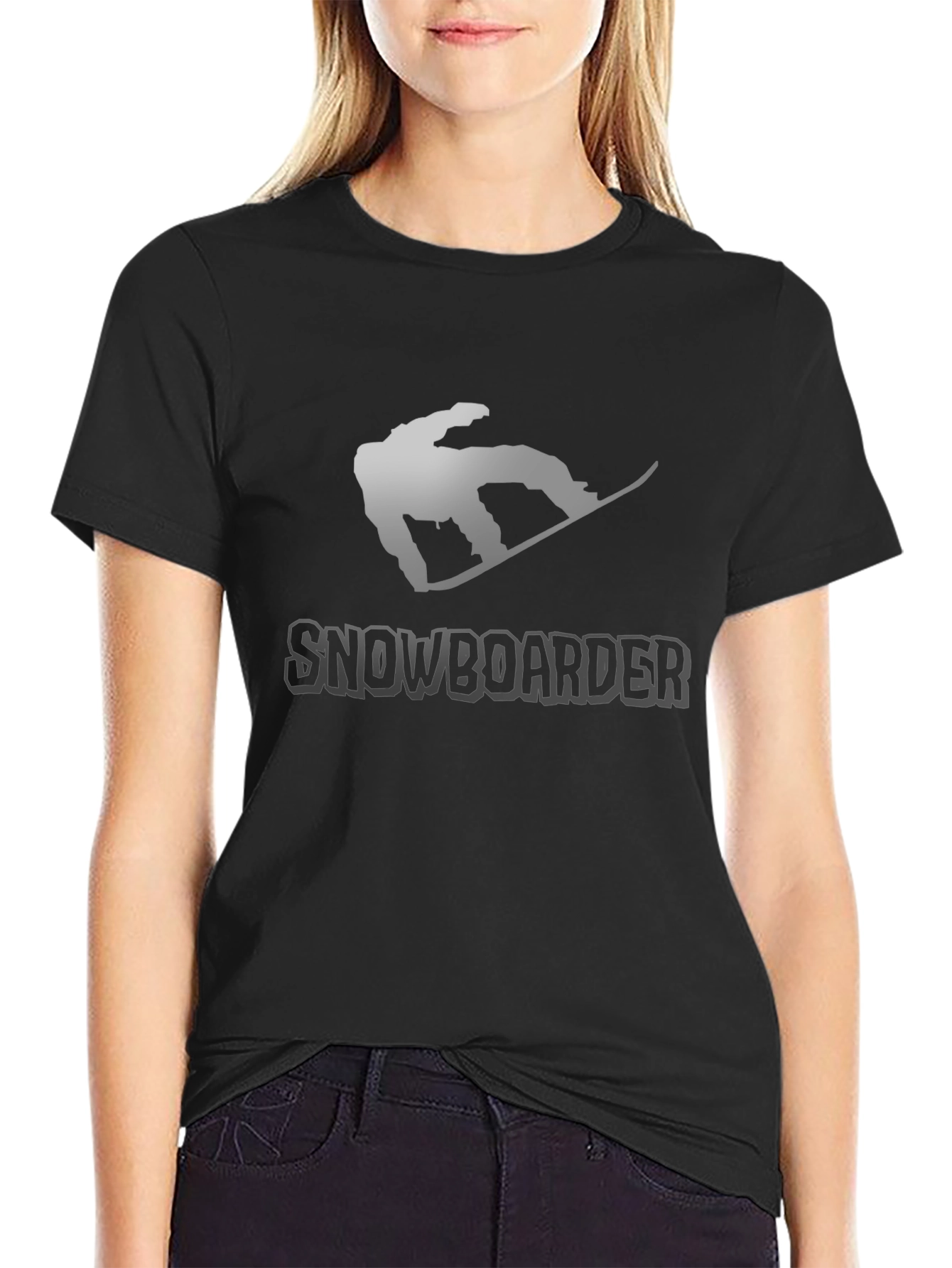 Snowboarder Graphic Tee - Black Cotton T-Shirt