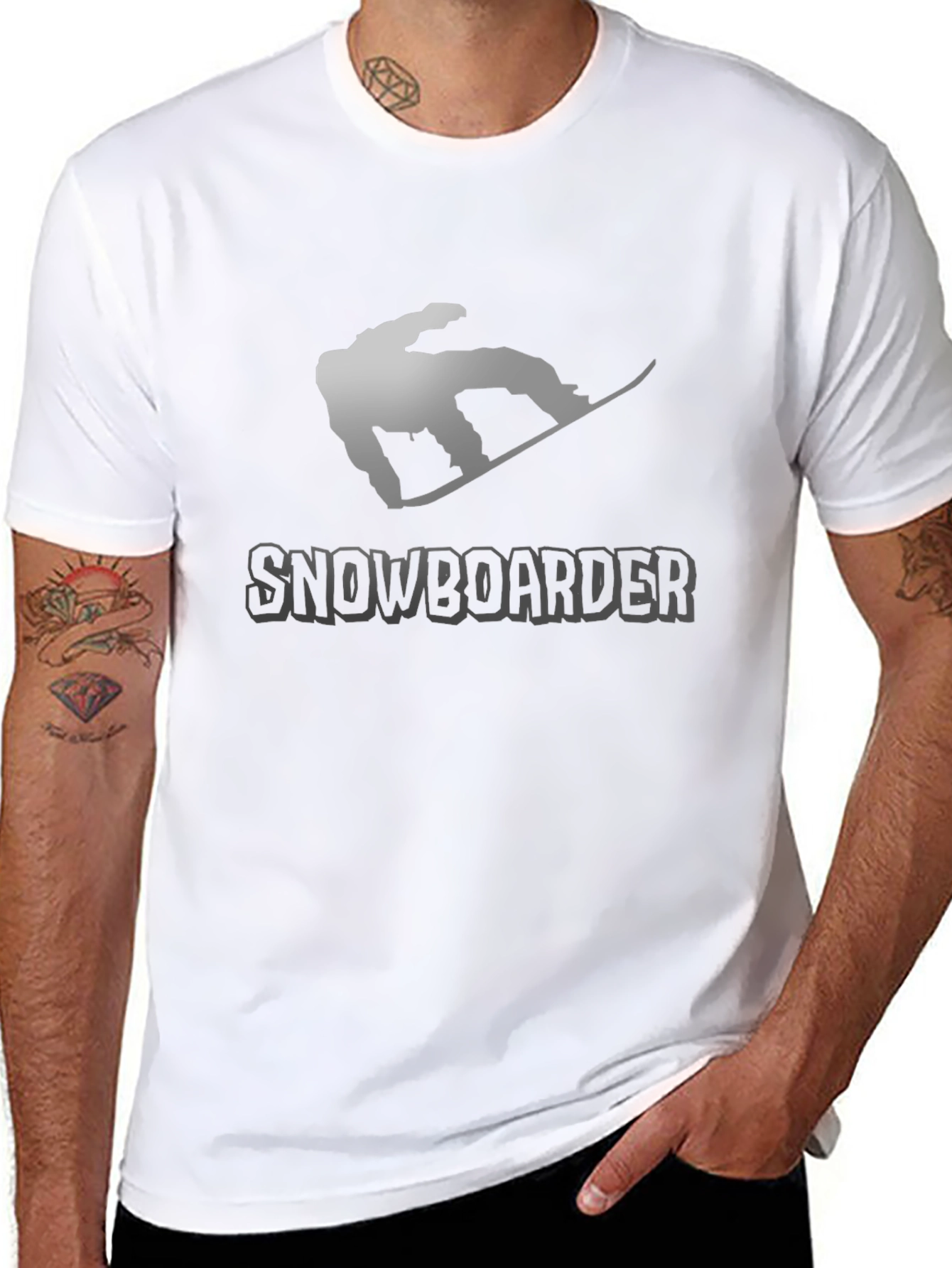 Snowboarder Graphic Tee - Black Cotton T-Shirt