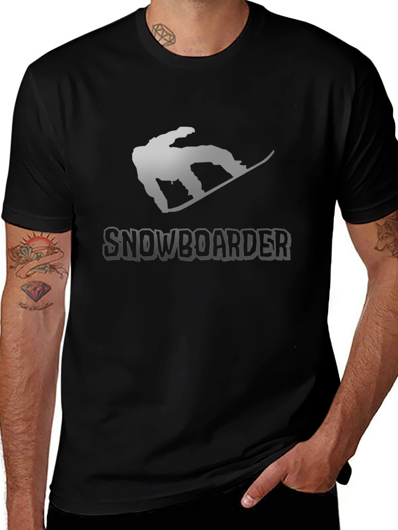 Snowboarder Graphic Tee - Black Cotton T-Shirt