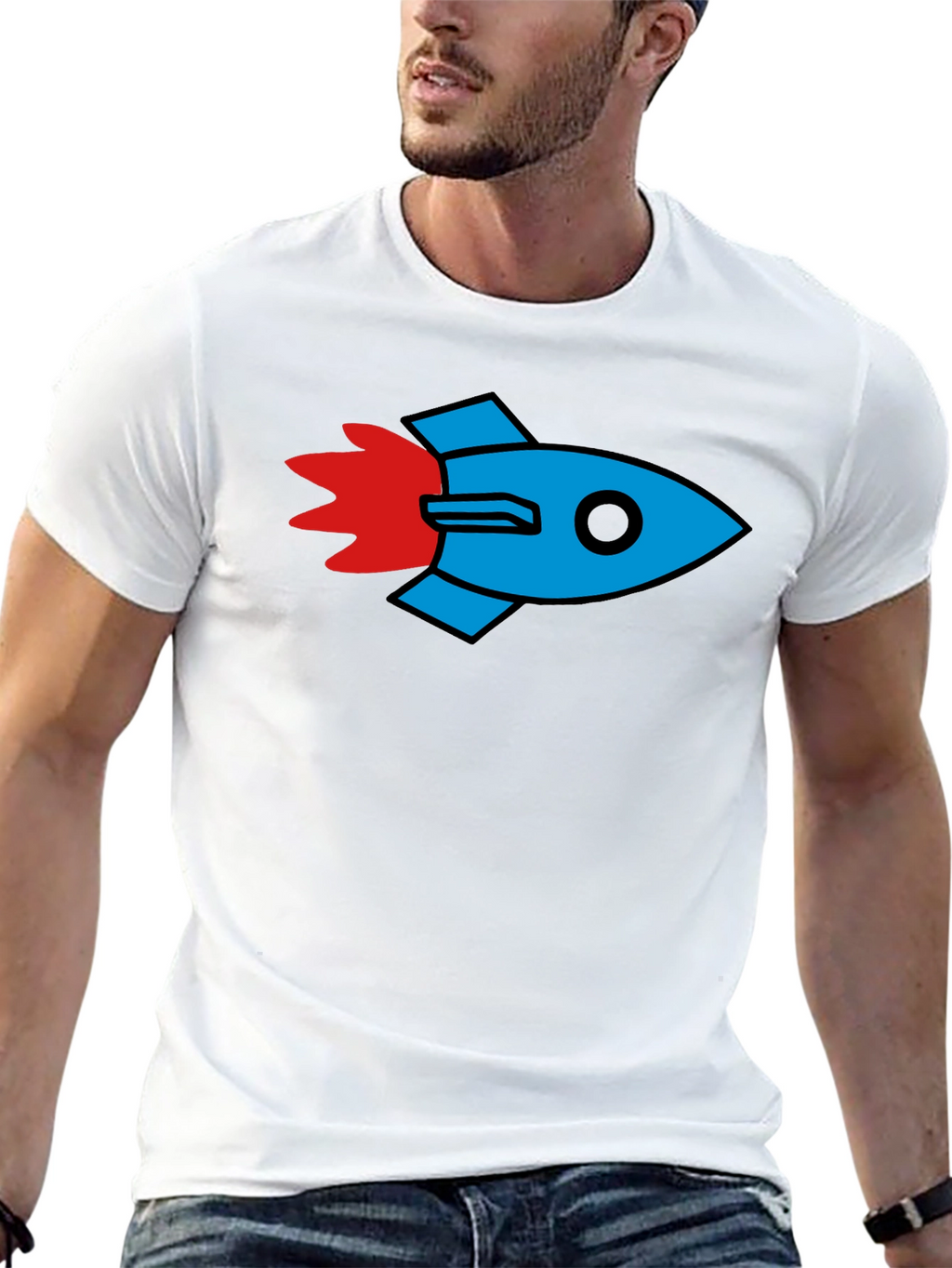 Rocket Graphic Black T-Shirt - Stylish & Unique