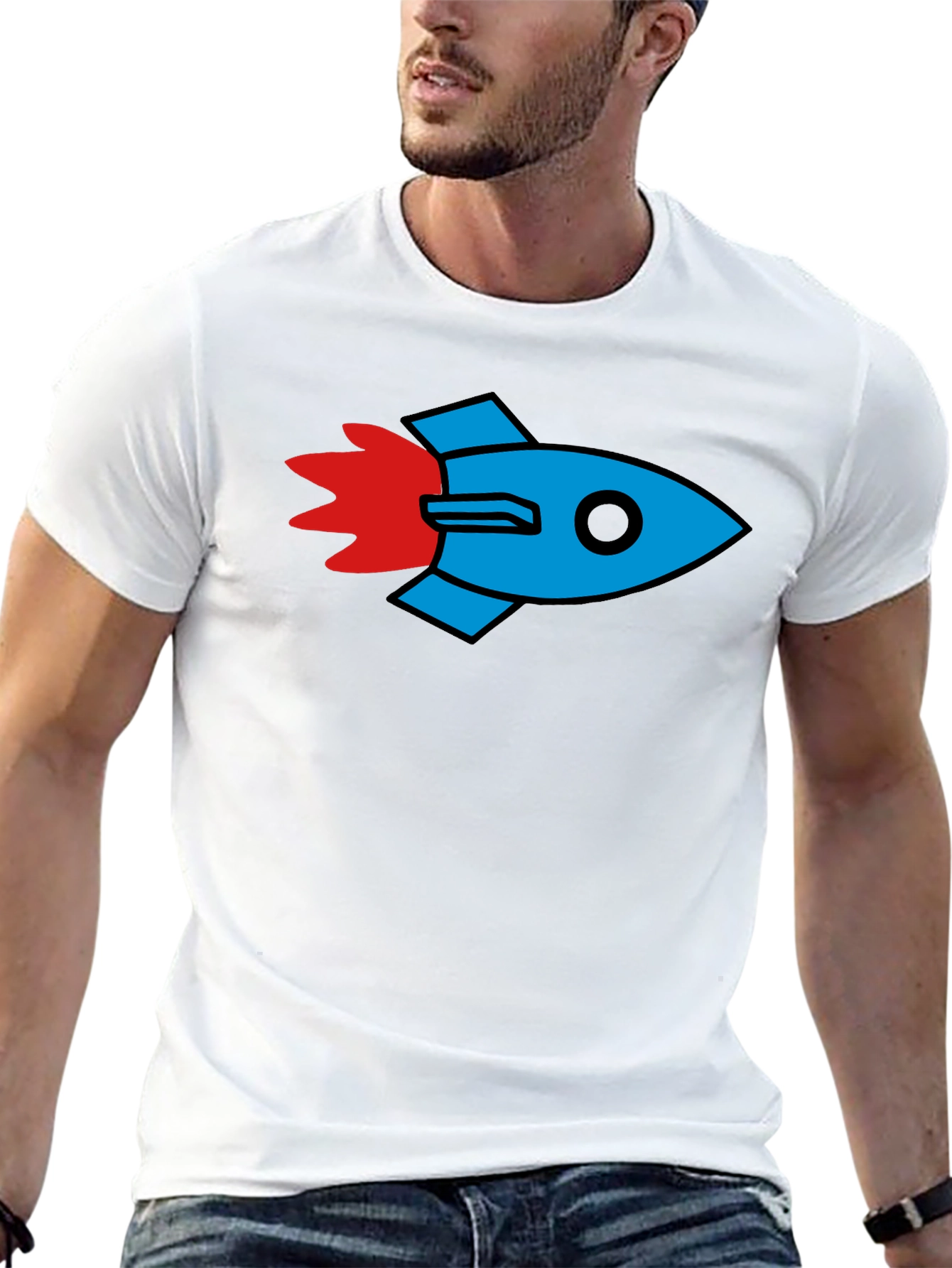 Rocket Graphic Black T-Shirt - Stylish & Unique