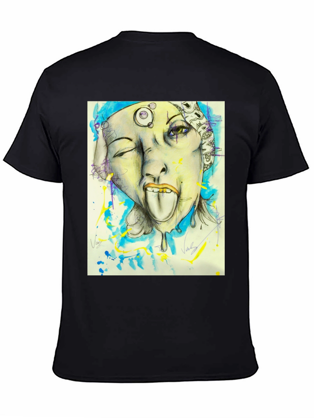 Unique Graphic Print Black Tee