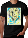 Unique Graphic Print Black Tee