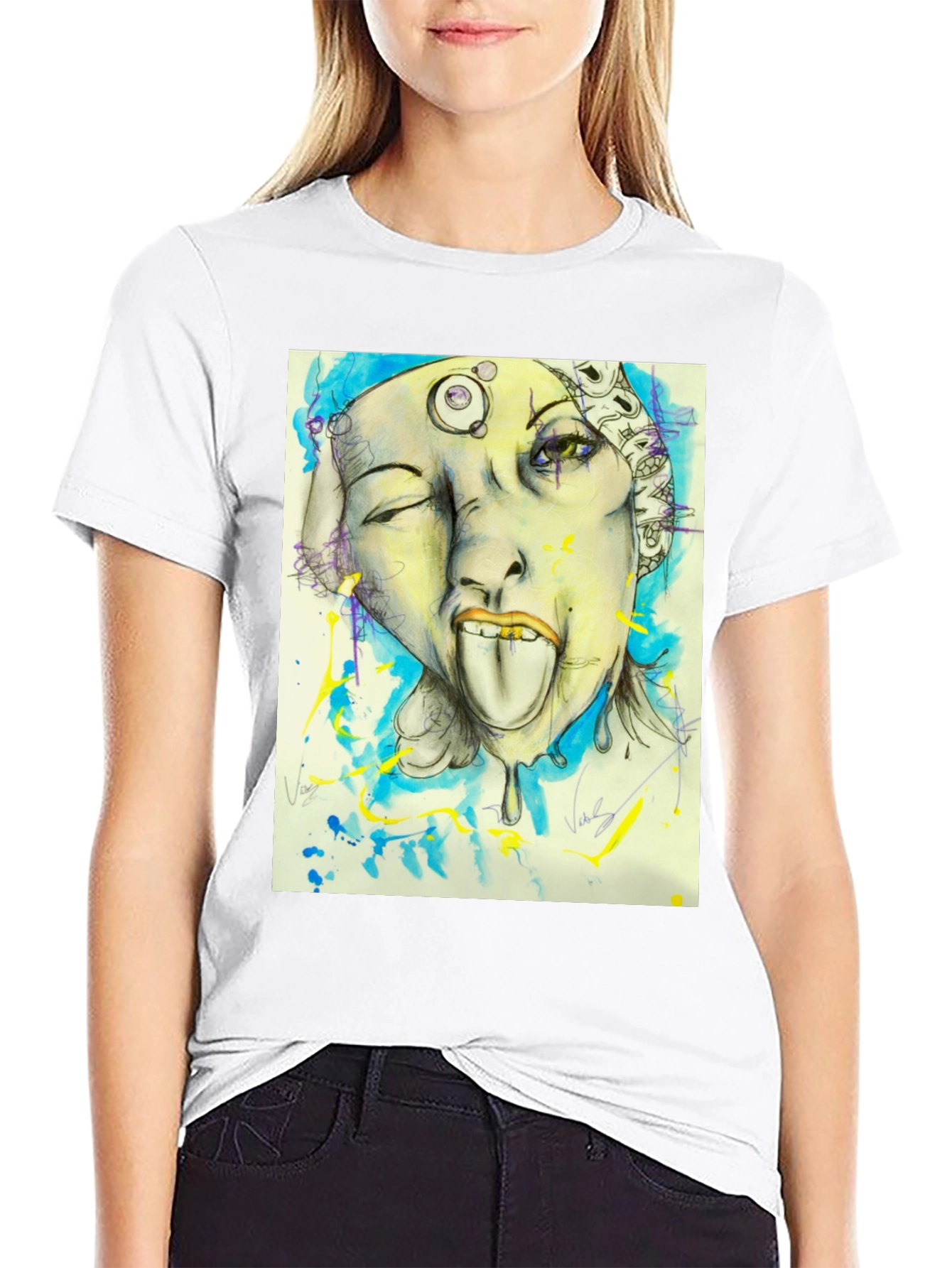 Unique Graphic Print Black Tee
