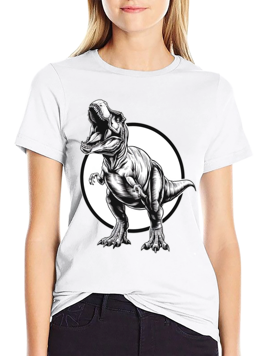T-Rex Graphic Tee - Black Cotton Dinosaur Shirt