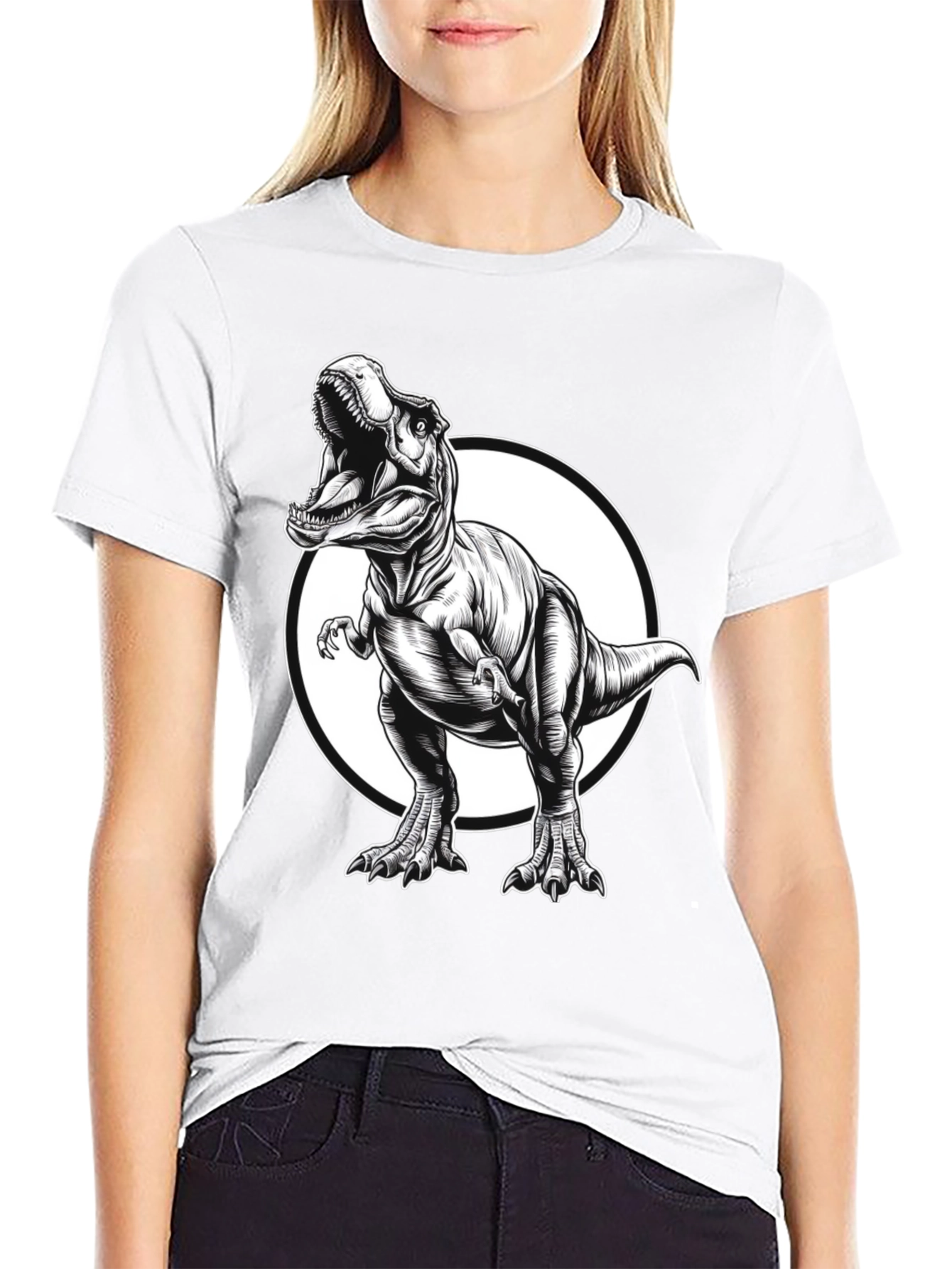T-Rex Graphic Tee - Black Cotton Dinosaur Shirt