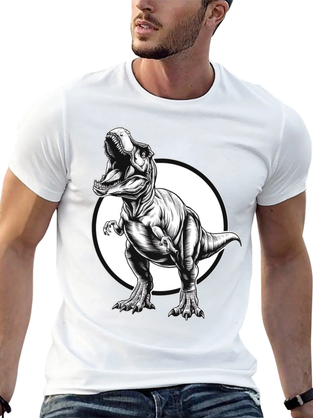 T-Rex Graphic Tee - Black Cotton Dinosaur Shirt