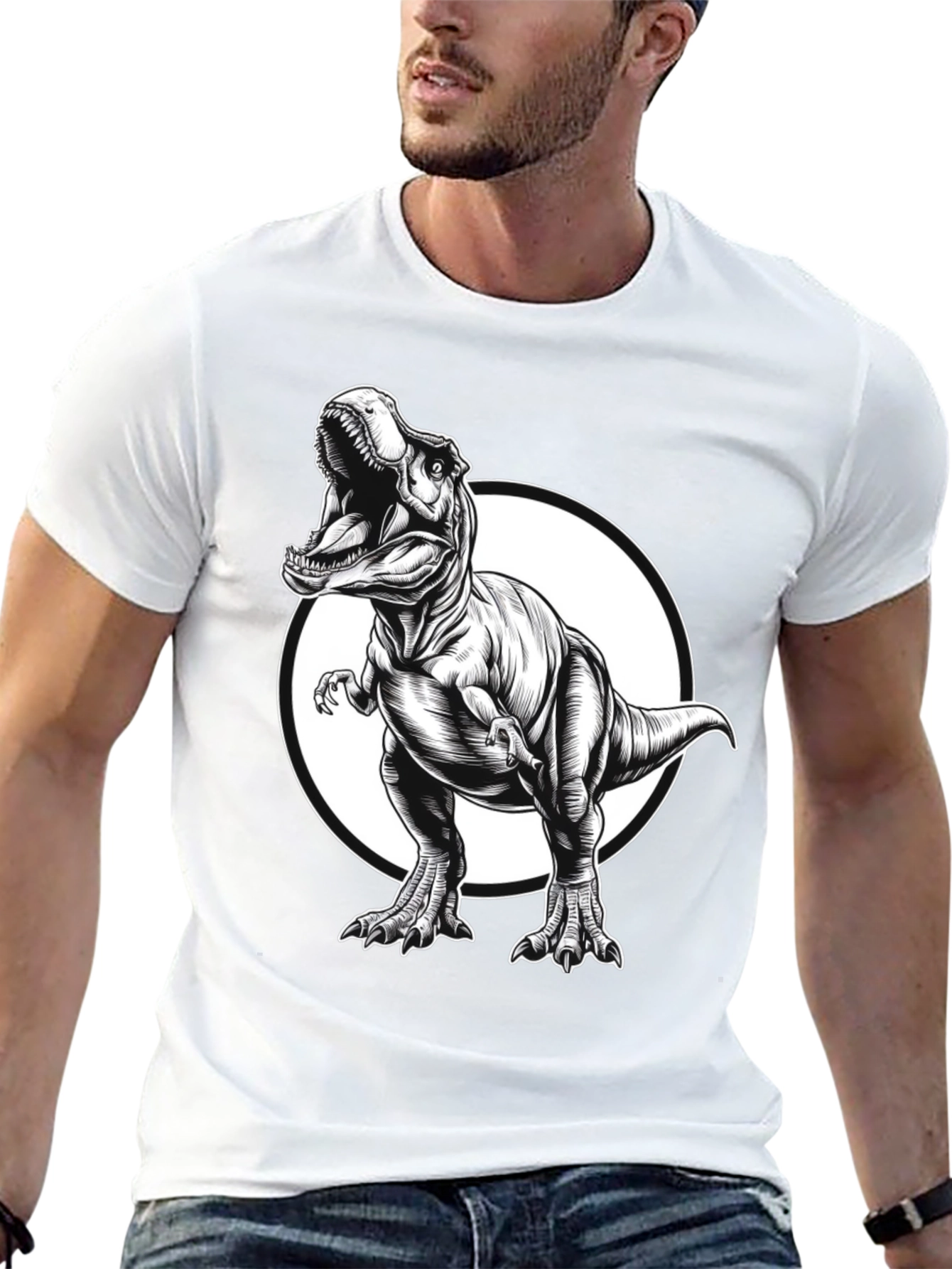 T-Rex Graphic Tee - Black Cotton Dinosaur Shirt