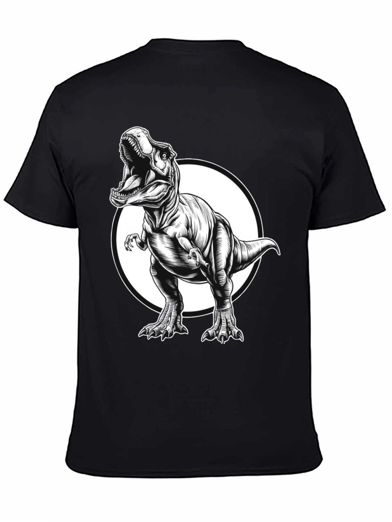 T-Rex Graphic Tee - Black Cotton Dinosaur Shirt