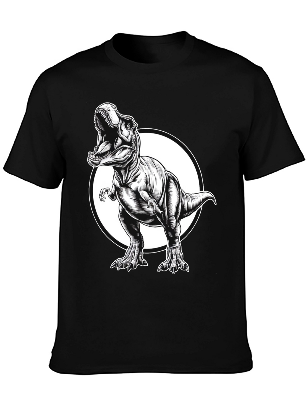 T-Rex Graphic Tee - Black Cotton Dinosaur Shirt
