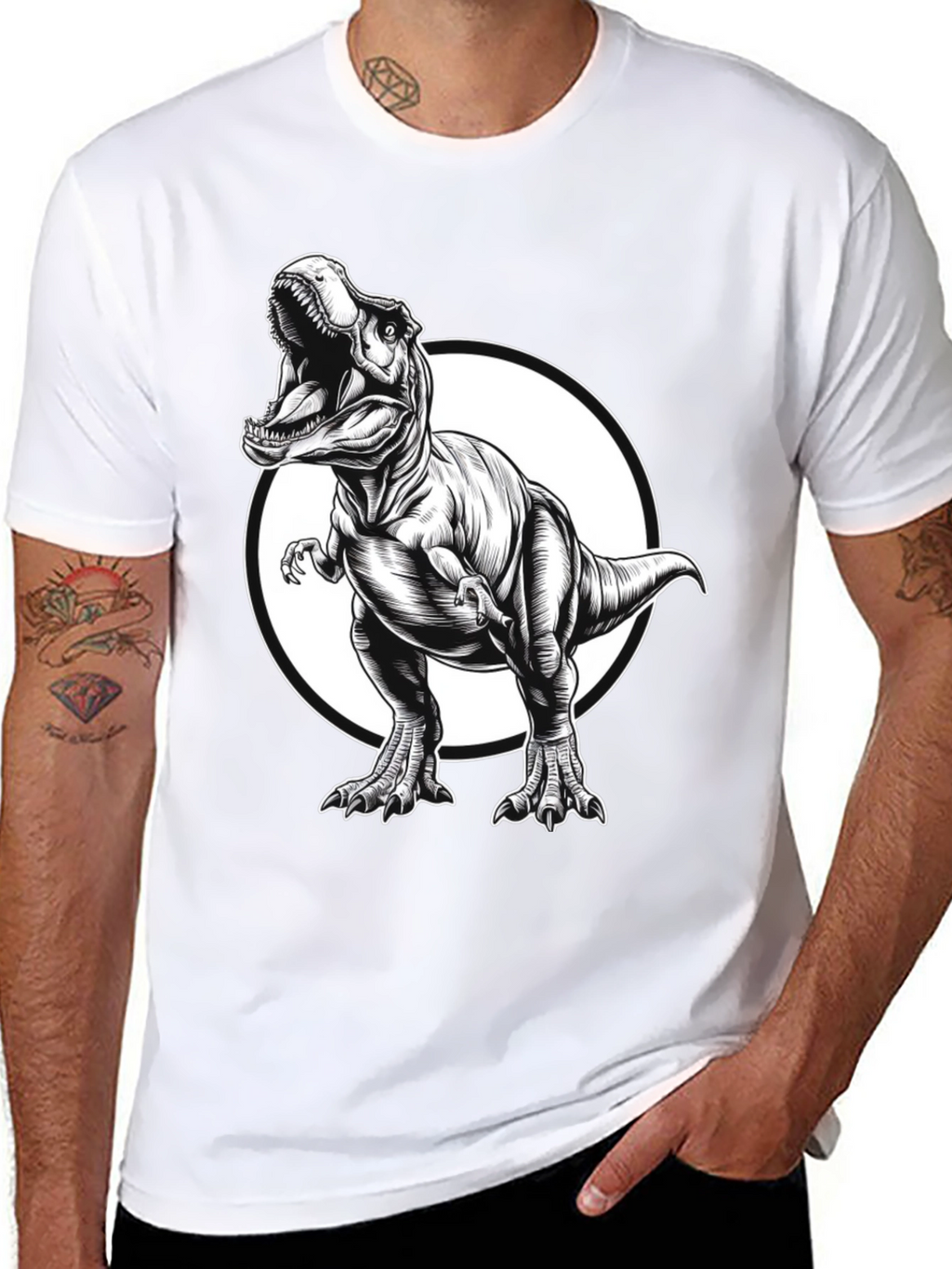 T-Rex Graphic Tee - Black Cotton Dinosaur Shirt