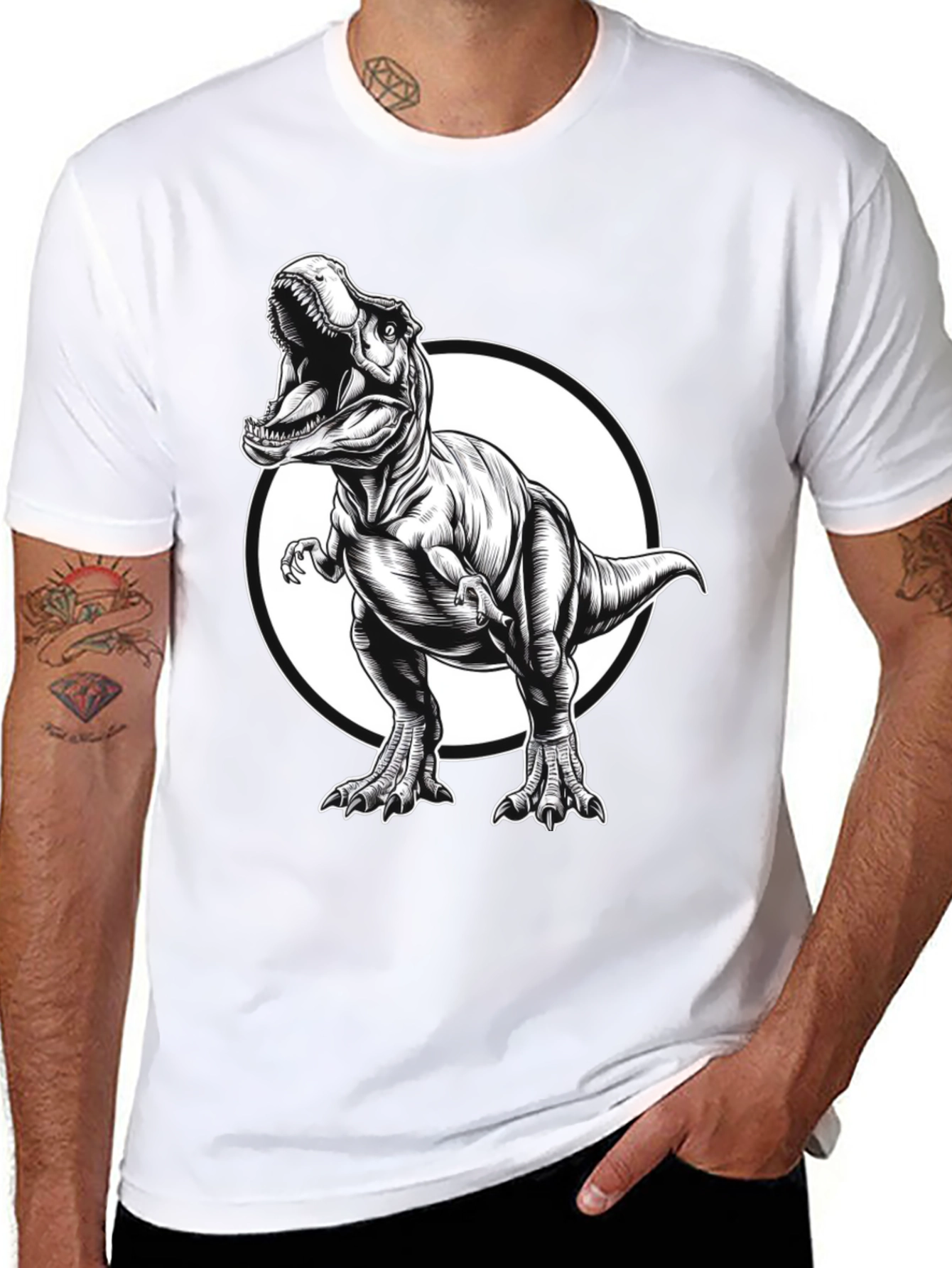 T-Rex Graphic Tee - Black Cotton Dinosaur Shirt