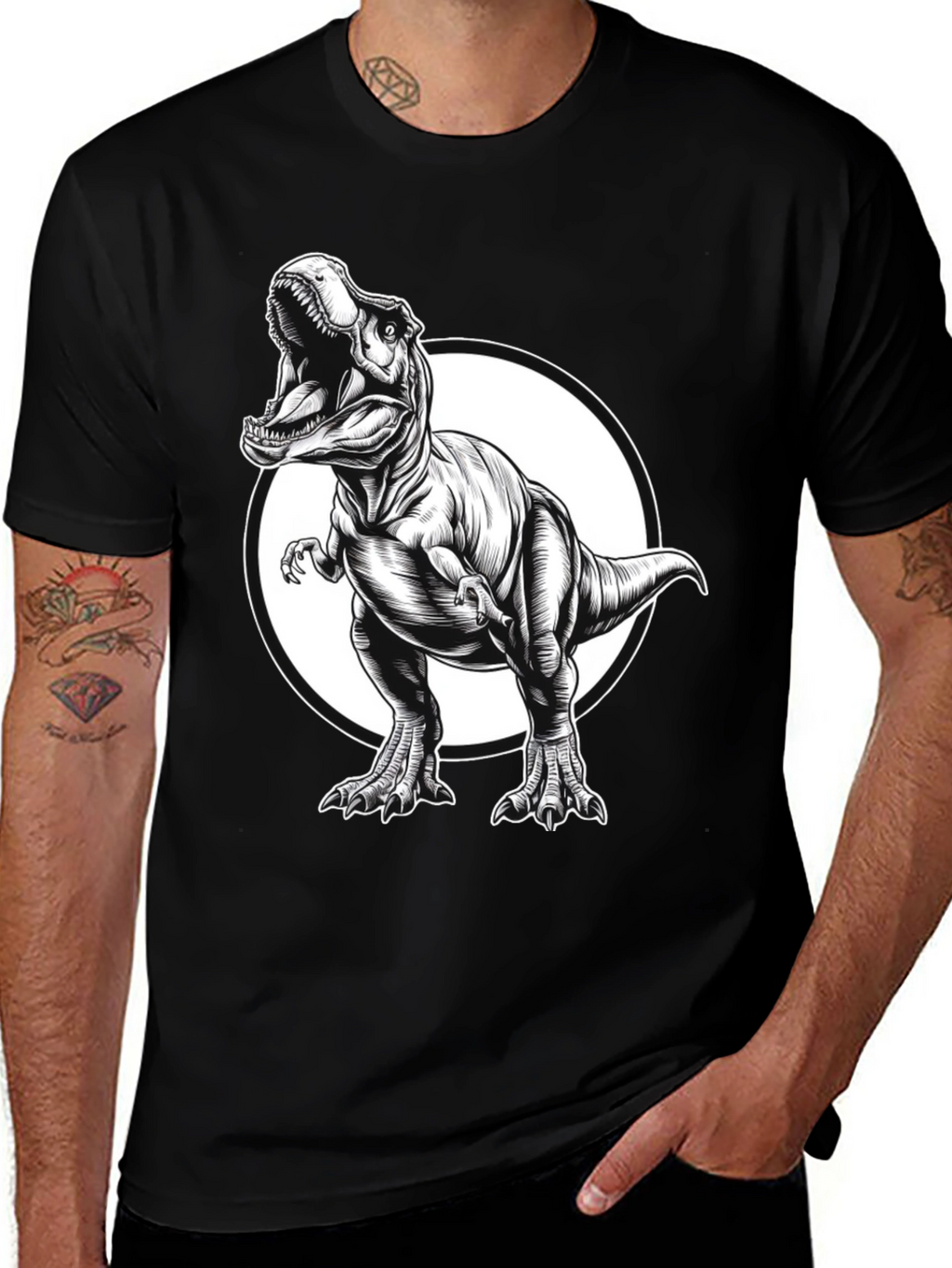 T-Rex Graphic Tee - Black Cotton Dinosaur Shirt
