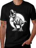 T-Rex Graphic Tee - Black Cotton Dinosaur Shirt