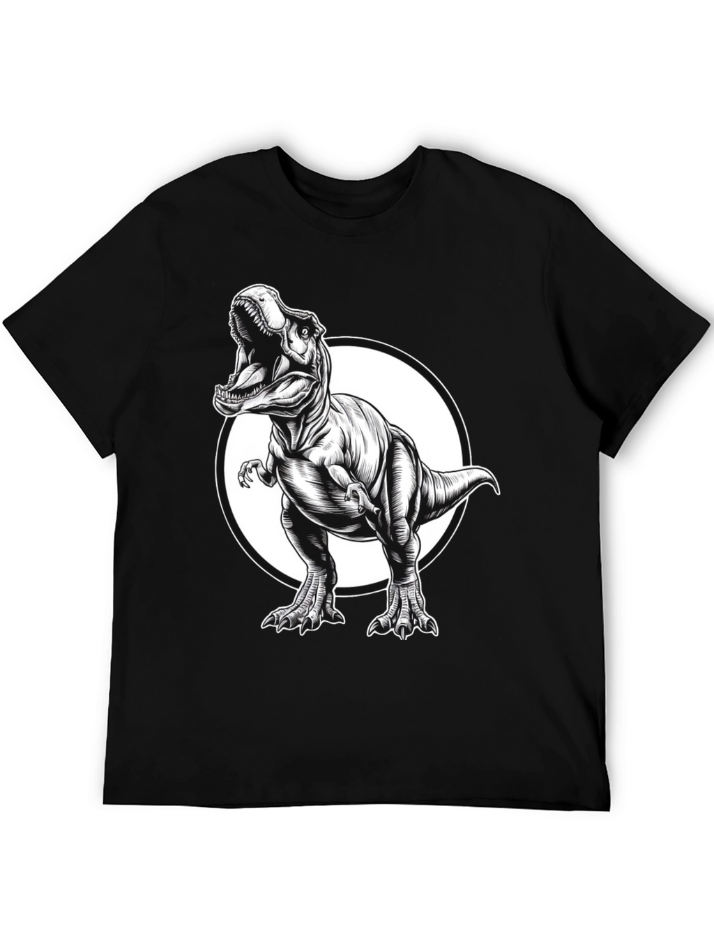 T-Rex Graphic Tee - Black Cotton Dinosaur Shirt