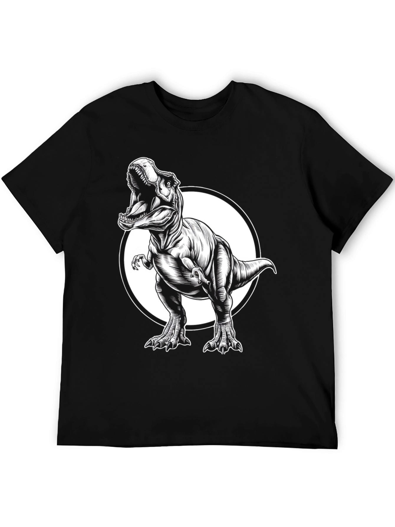 T-Rex Graphic Tee - Black Cotton Dinosaur Shirt
