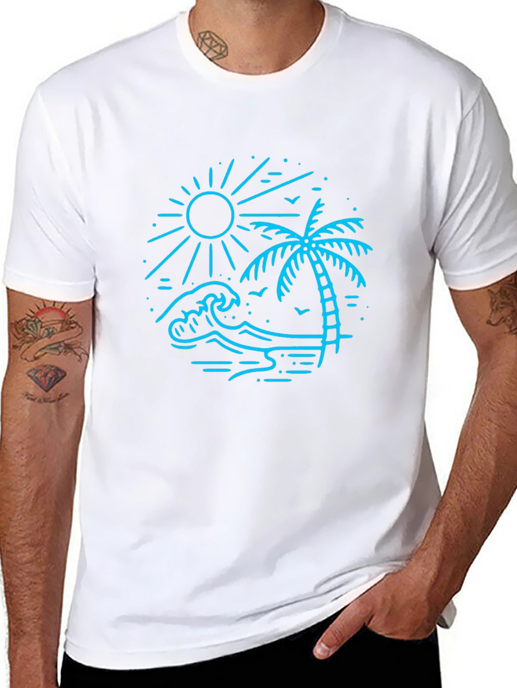 Black Beach Scene Graphic Tee