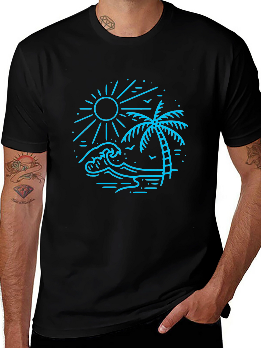 Black Beach Scene Graphic Tee