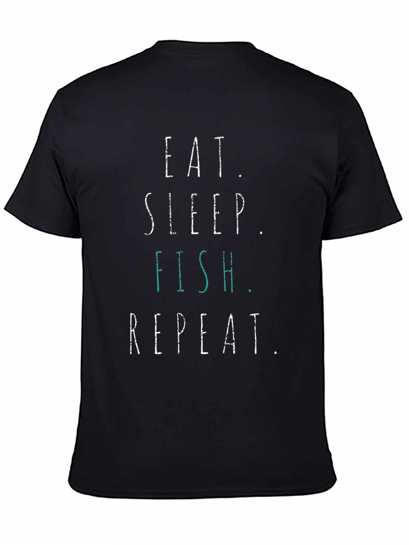 Eat Sleep Fish Repeat Black Graphic T-Shirt