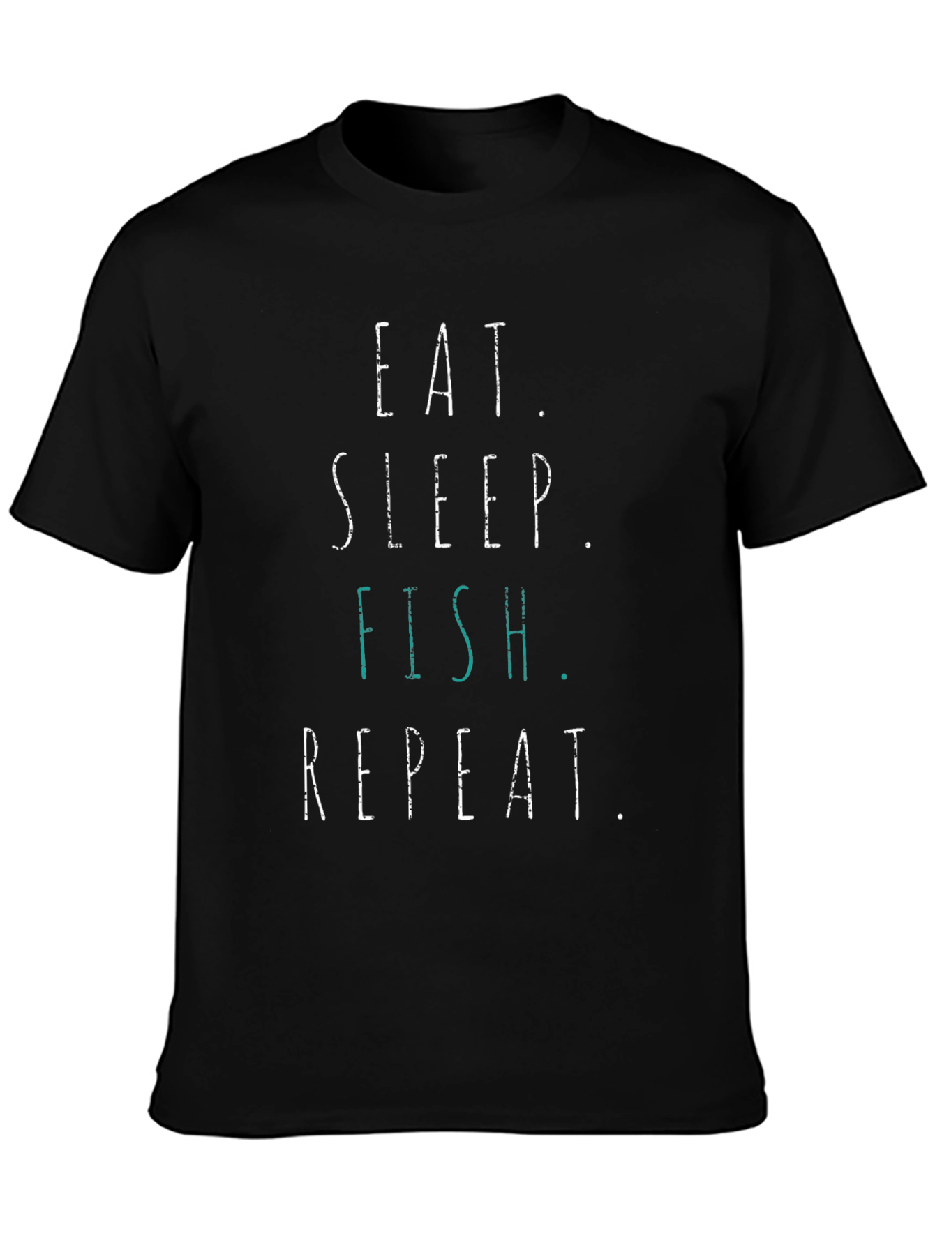 Eat Sleep Fish Repeat Black Graphic T-Shirt