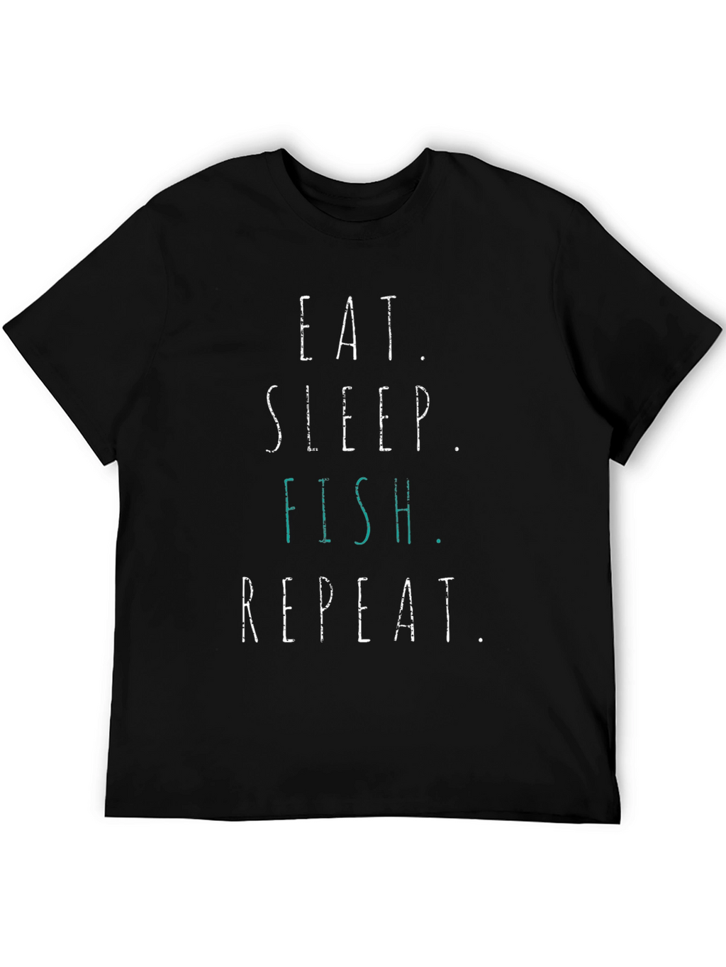 Eat Sleep Fish Repeat Black Graphic T-Shirt
