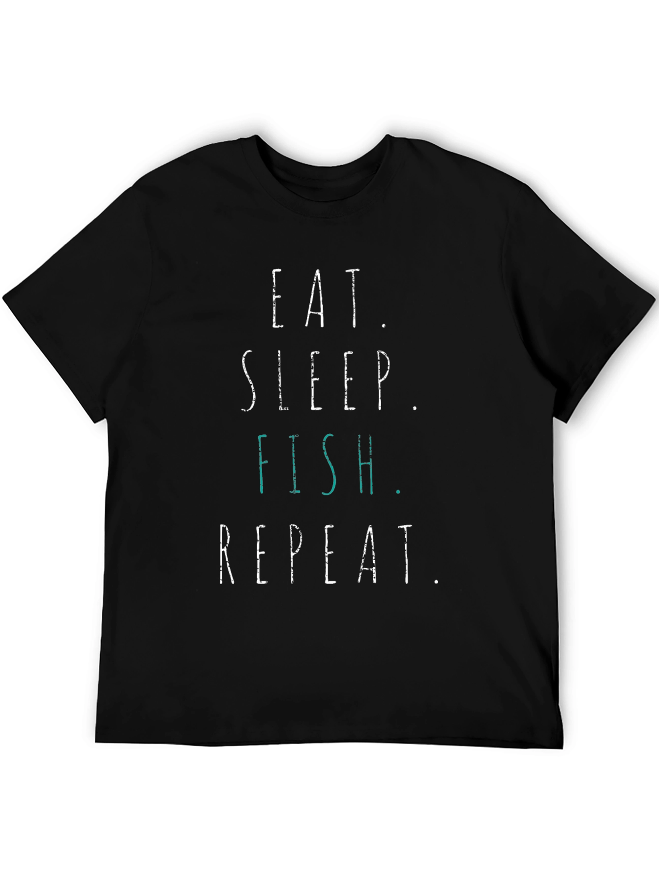 Eat Sleep Fish Repeat Black Graphic T-Shirt