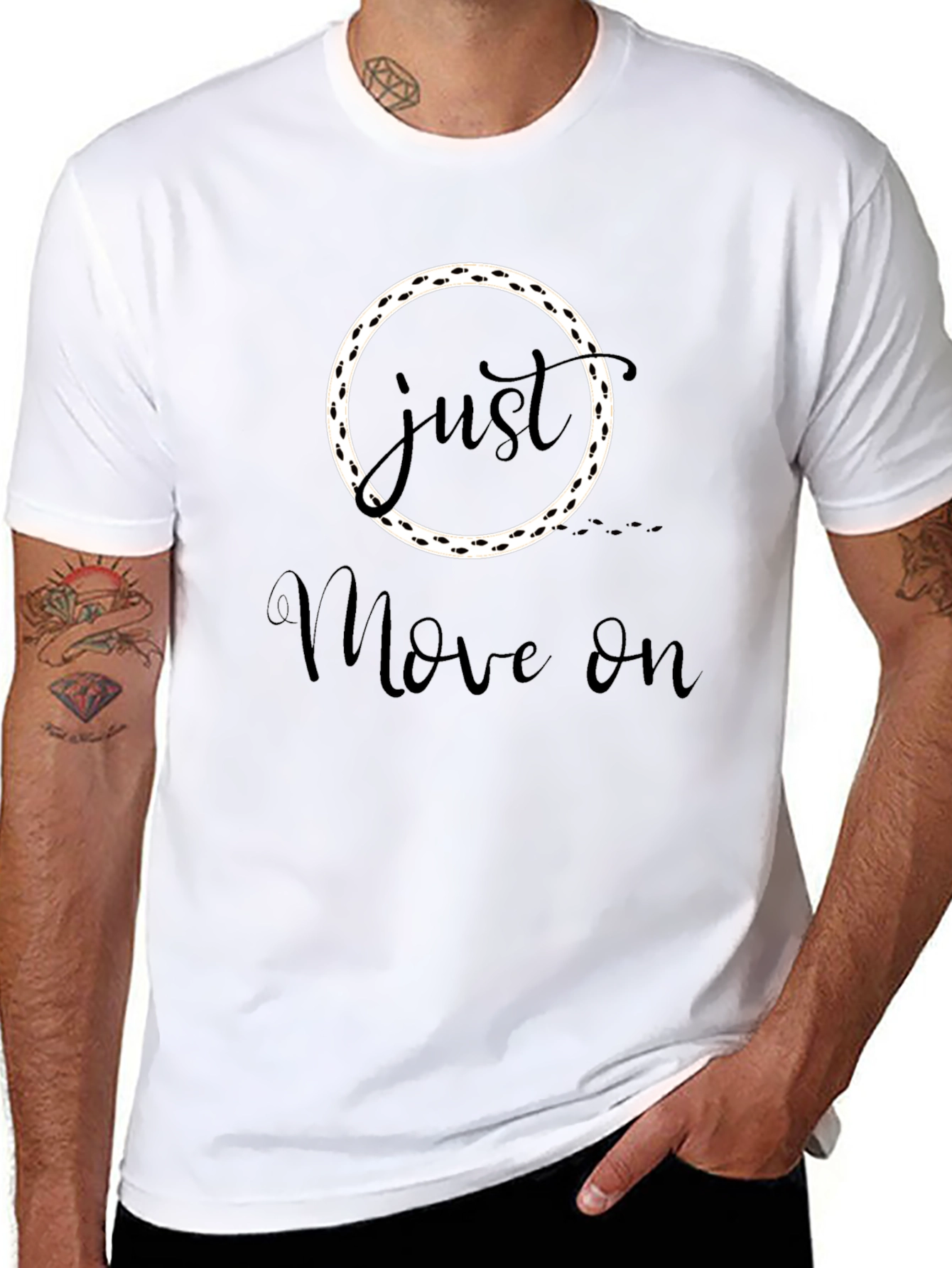 Just Move On Black Graphic Tee