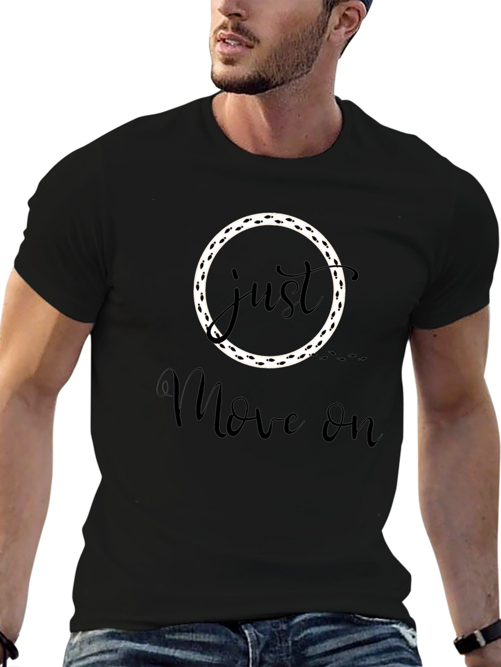 Just Move On Black Graphic Tee