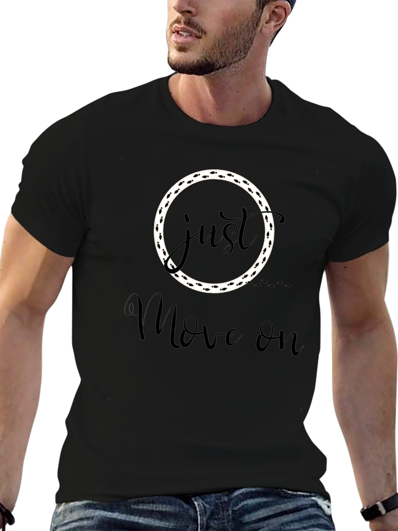 Just Move On Black Graphic Tee