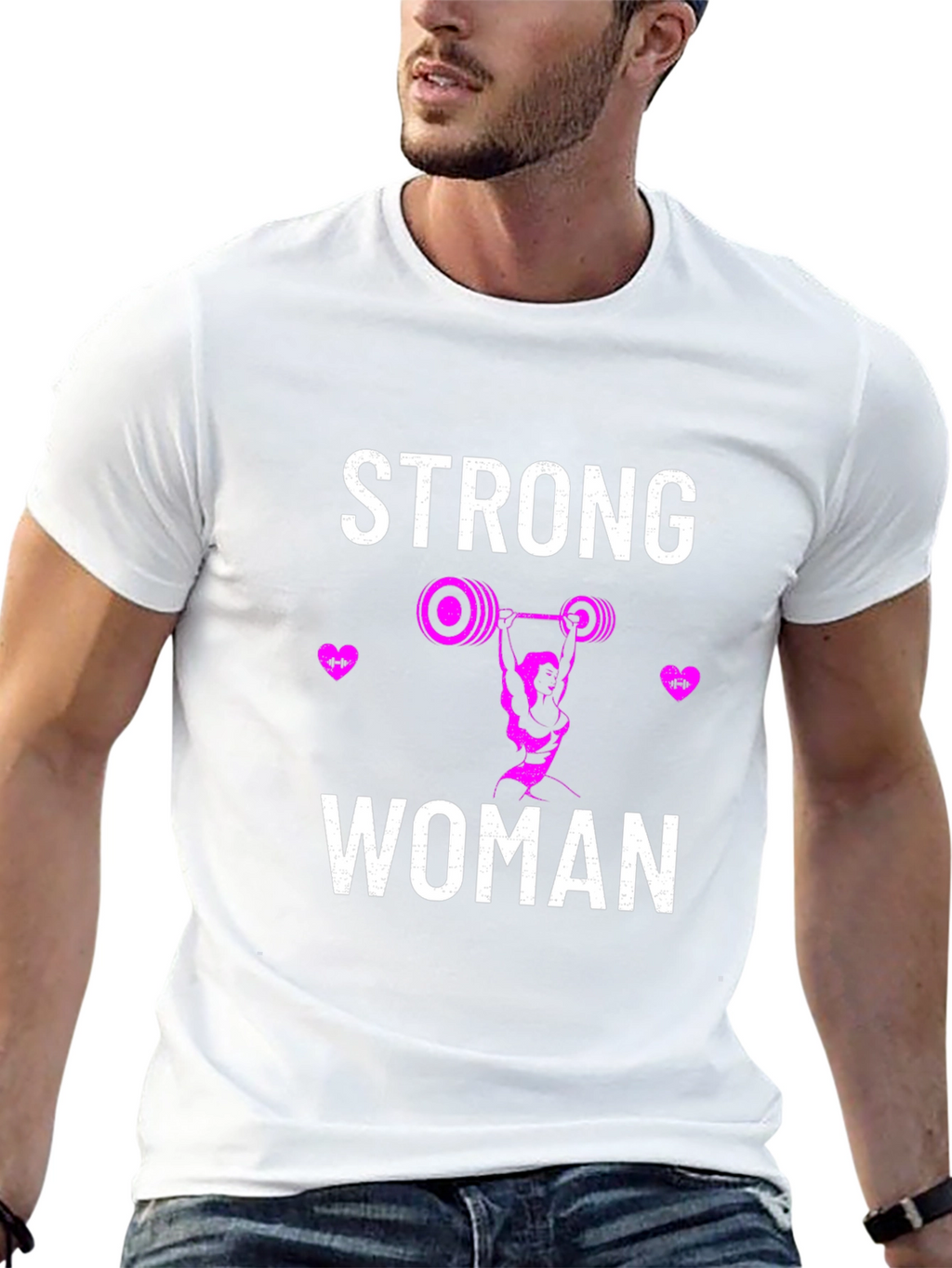 Strong Woman Graphic T-Shirt - Weightlifting Design