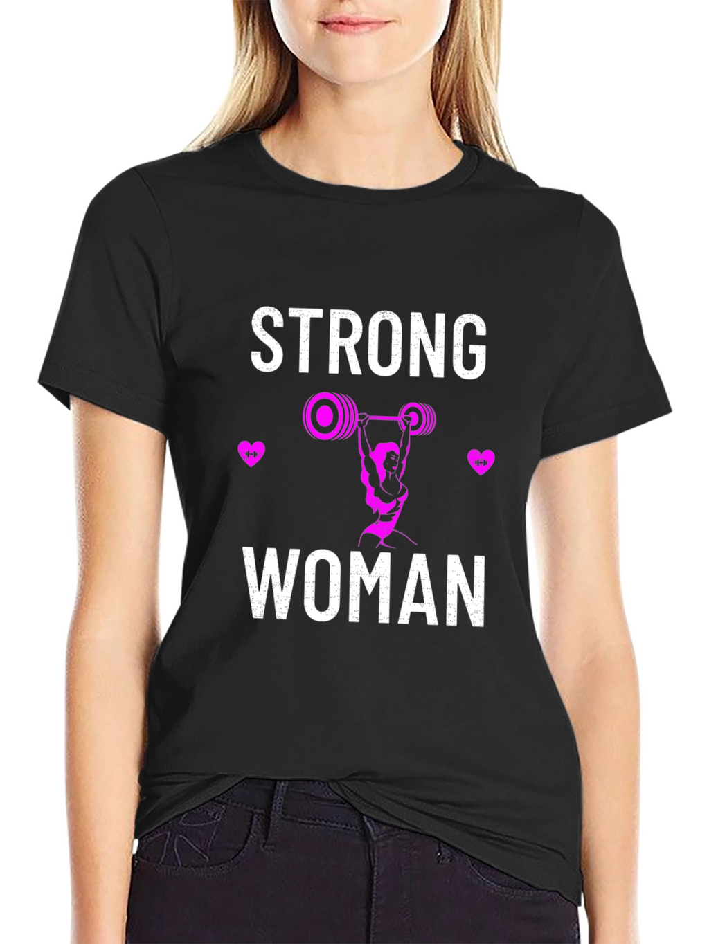 Strong Woman Graphic T-Shirt - Weightlifting Design