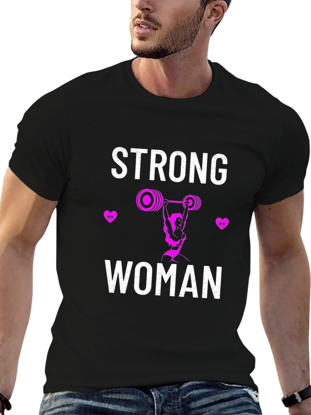 Strong Woman Graphic T-Shirt - Weightlifting Design