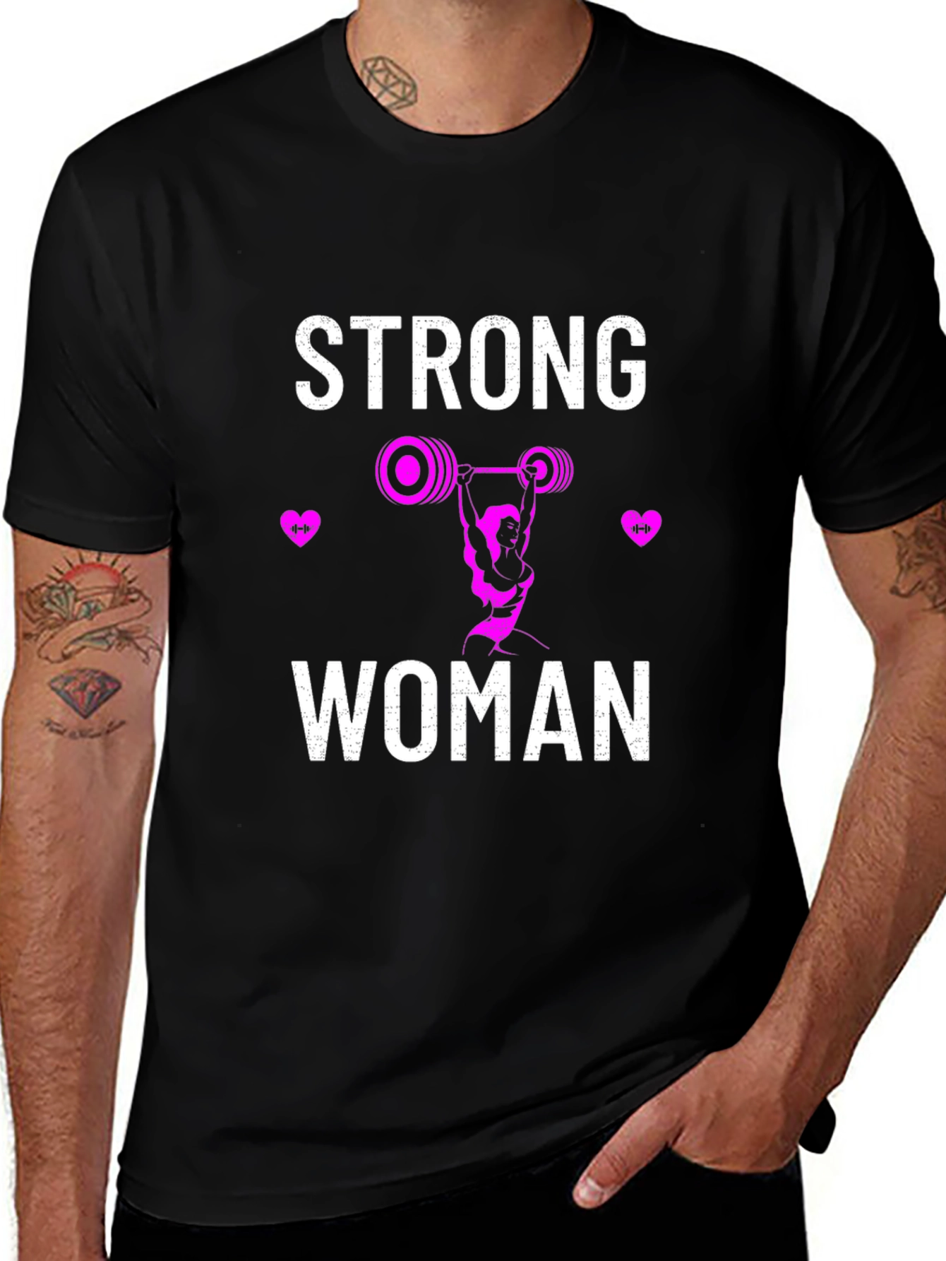 Strong Woman Graphic T-Shirt - Weightlifting Design