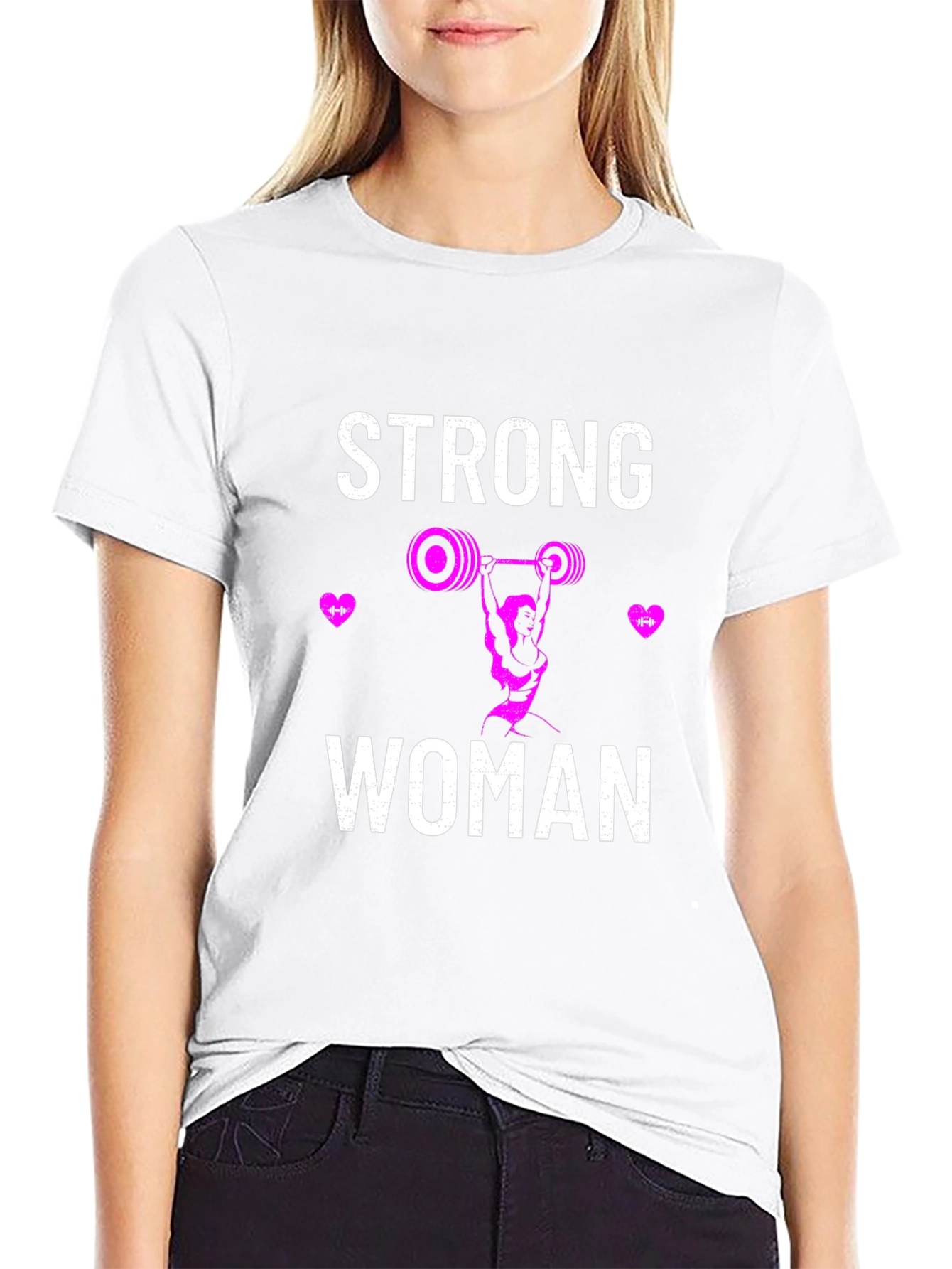 Strong Woman Graphic T-Shirt - Weightlifting Design