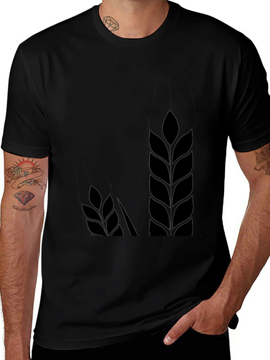 Wheat Graphic Black T-Shirt - Soft Cotton Blend