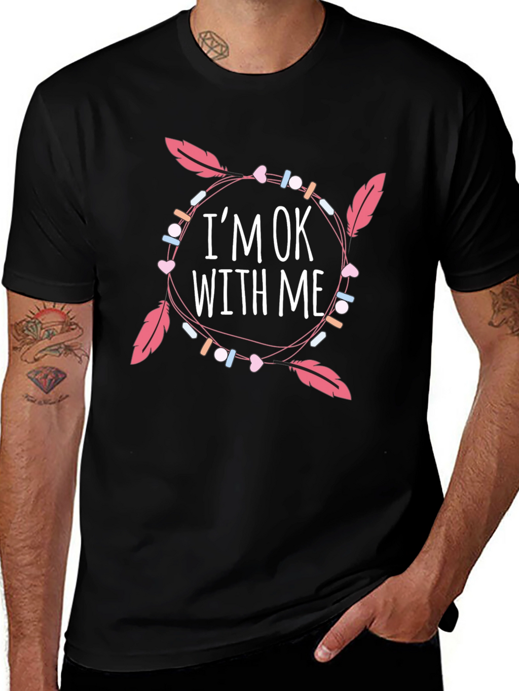 Im OK With Me Graphic Print Black T-Shirt