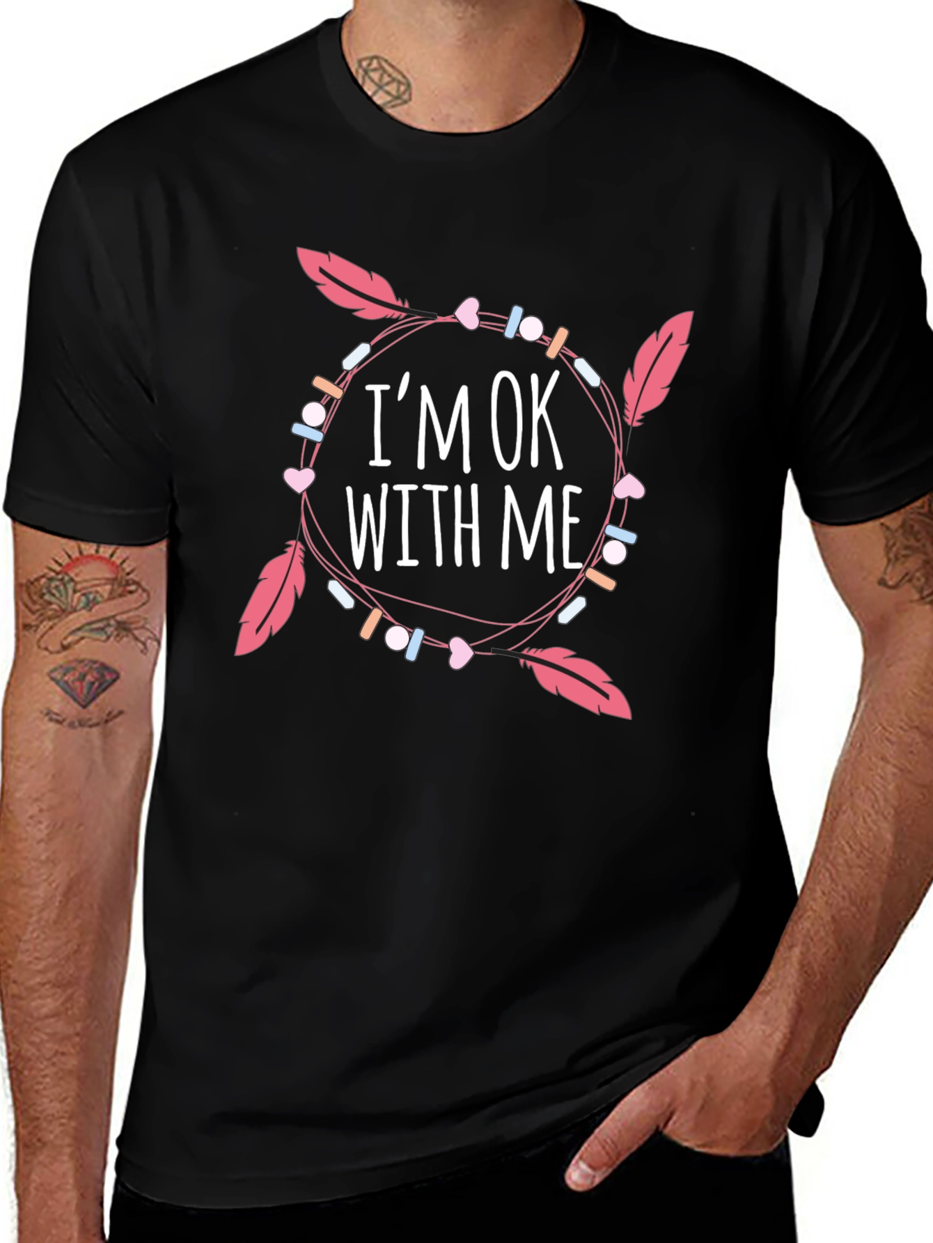 Im OK With Me Graphic Print Black T-Shirt