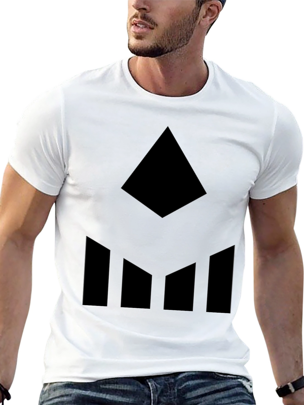 Black Geometric Graphic Tee - Modern Style