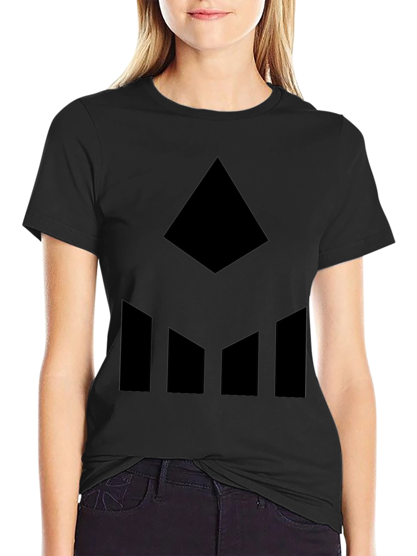 Black Geometric Graphic Tee - Modern Style