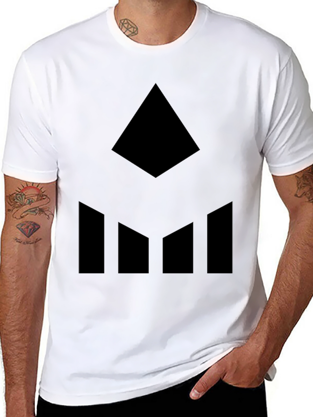 Black Geometric Graphic Tee - Modern Style