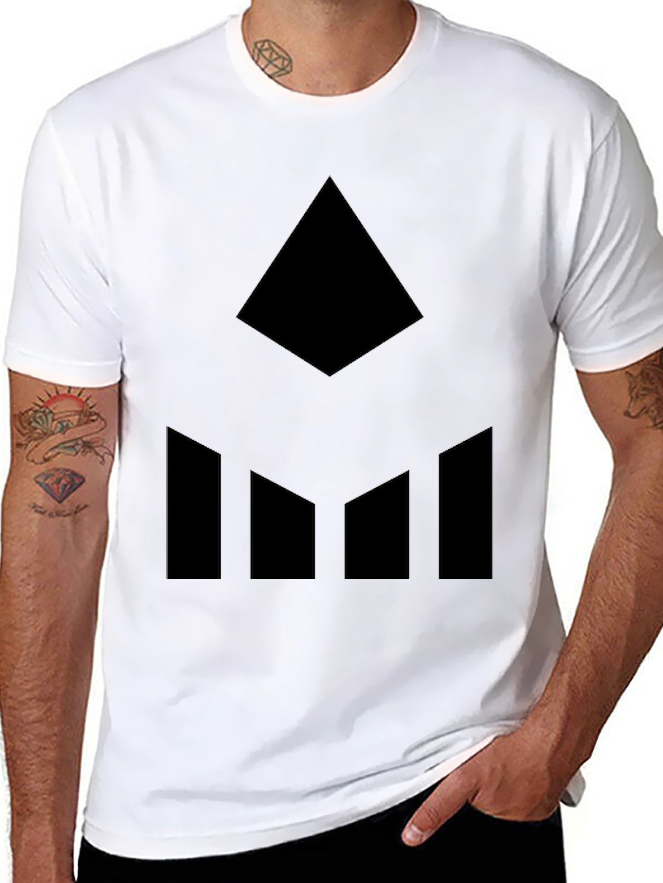 Black Geometric Graphic Tee - Modern Style