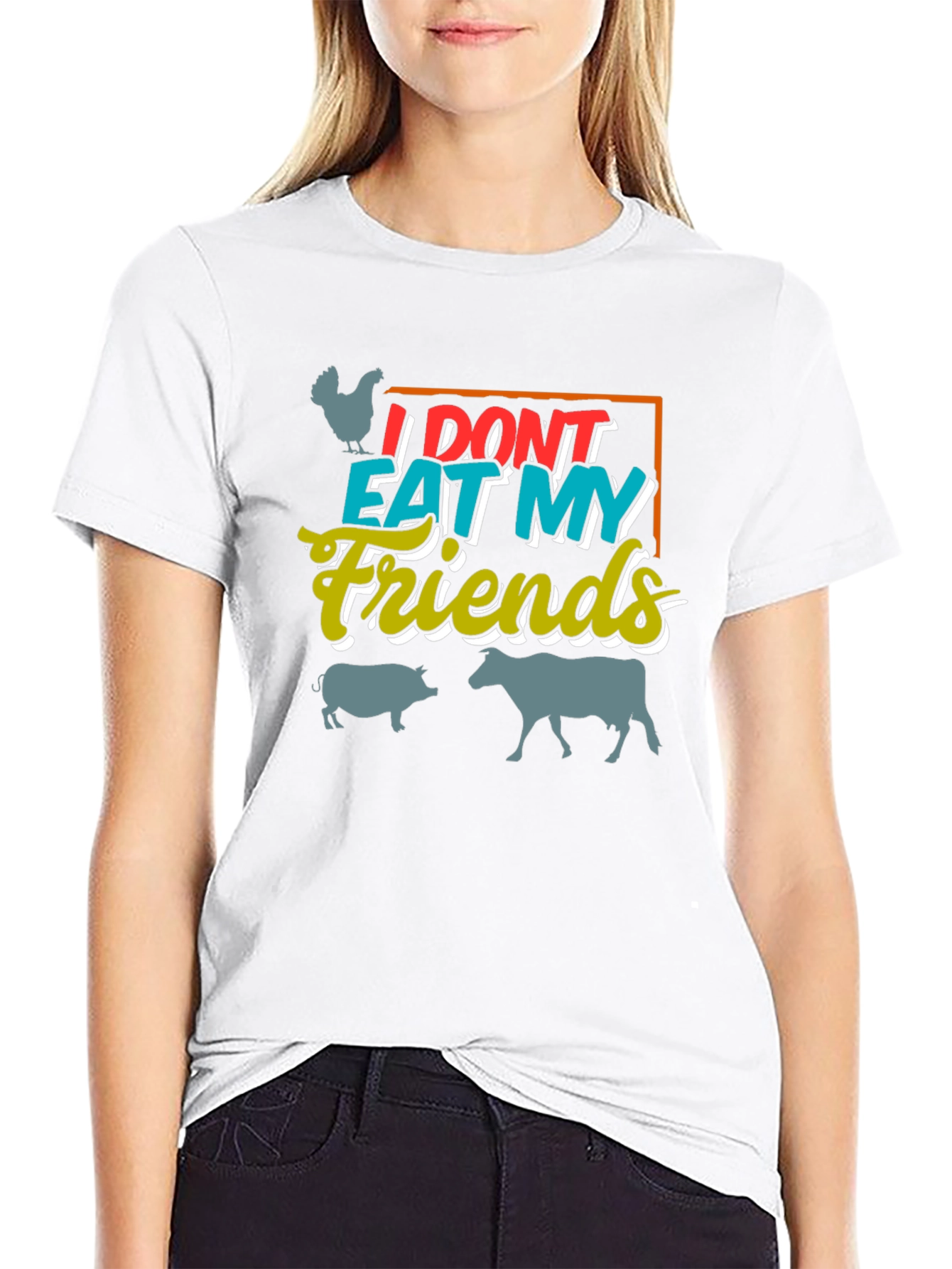 Vegan I Dont Eat My Friends Graphic T-Shirt