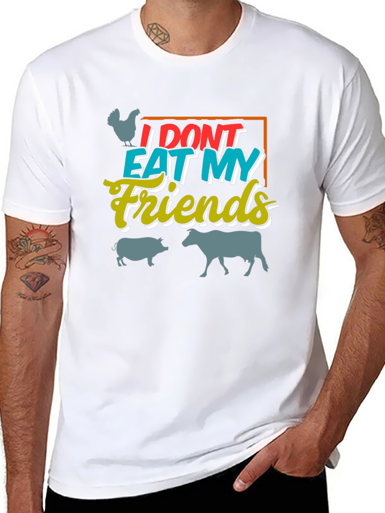 Vegan I Dont Eat My Friends Graphic T-Shirt