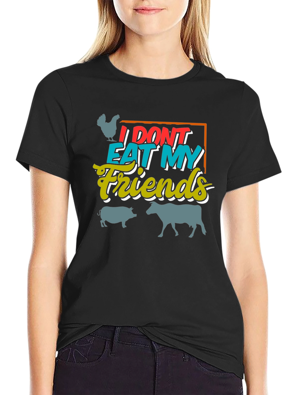 Vegan I Dont Eat My Friends Graphic T-Shirt