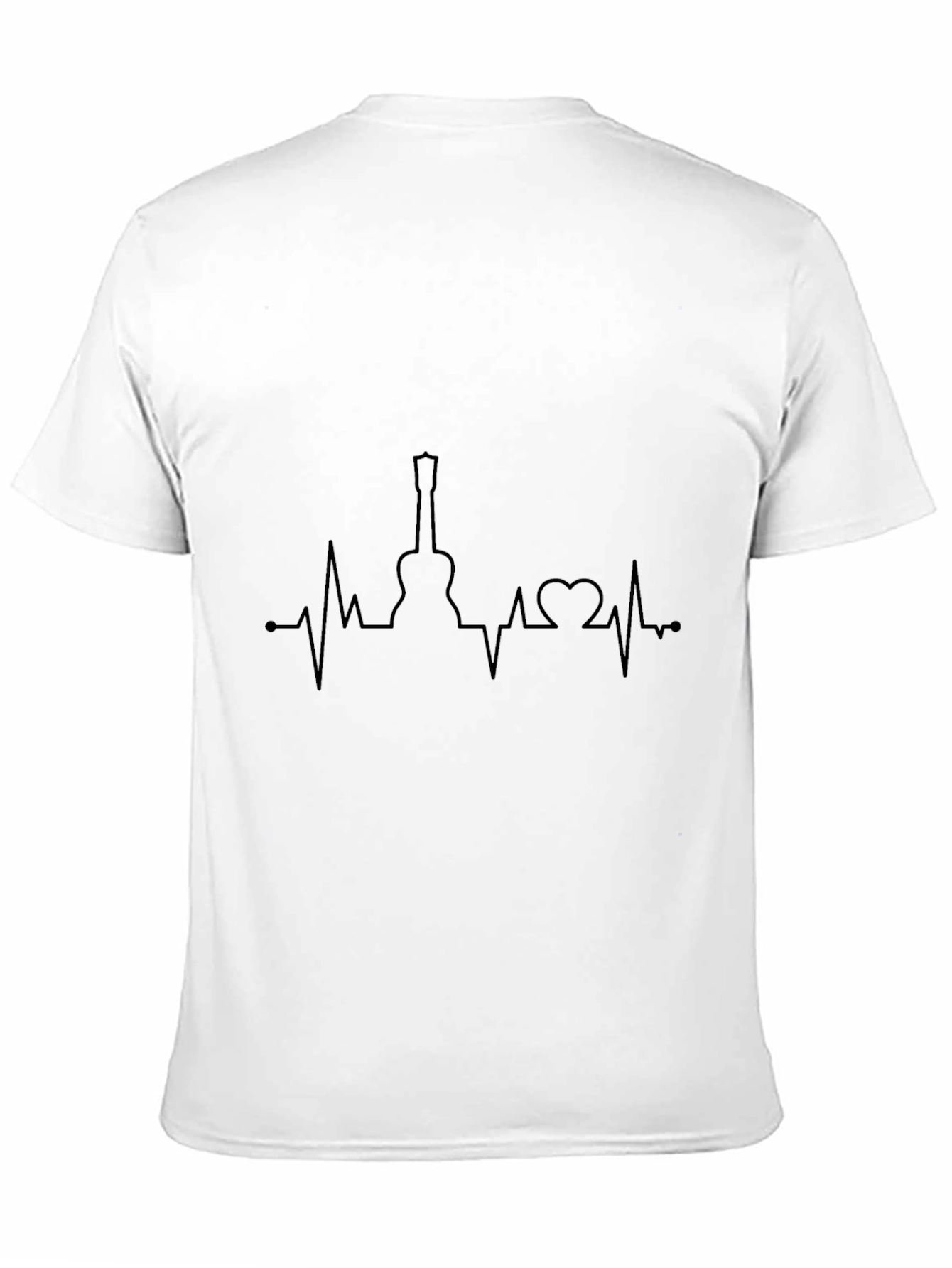 Guitar Heartbeat Graphic Tee - Black Crew Neck T-Shirt