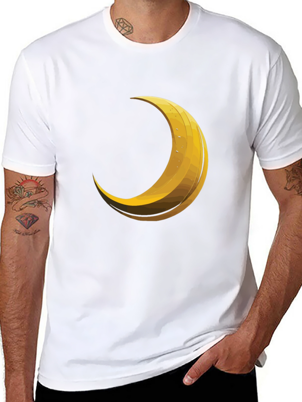 Crescent Moon Graphic Tee - Trendy Black T-Shirt