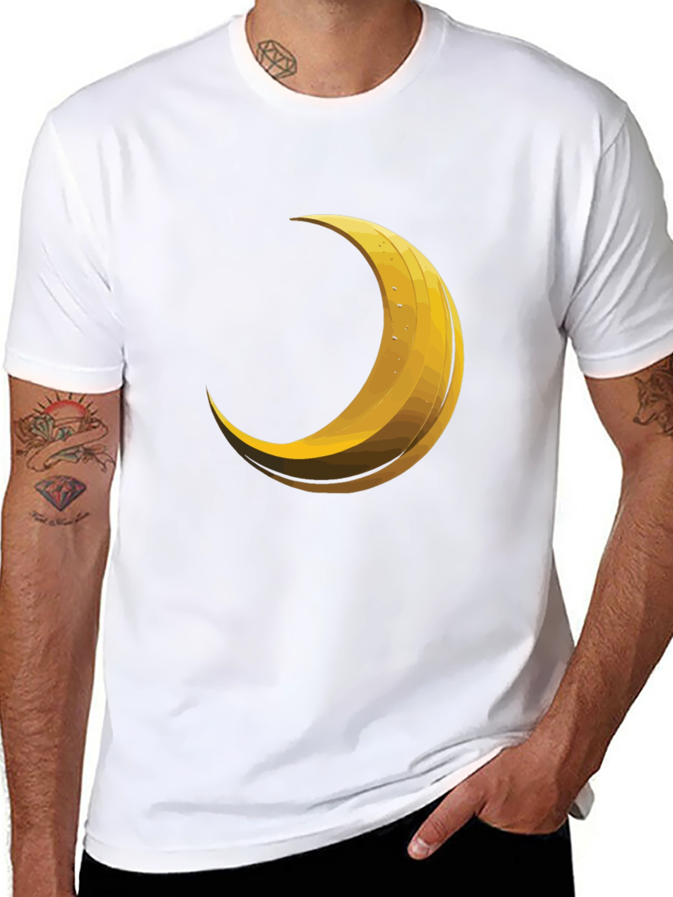 Crescent Moon Graphic Tee - Trendy Black T-Shirt